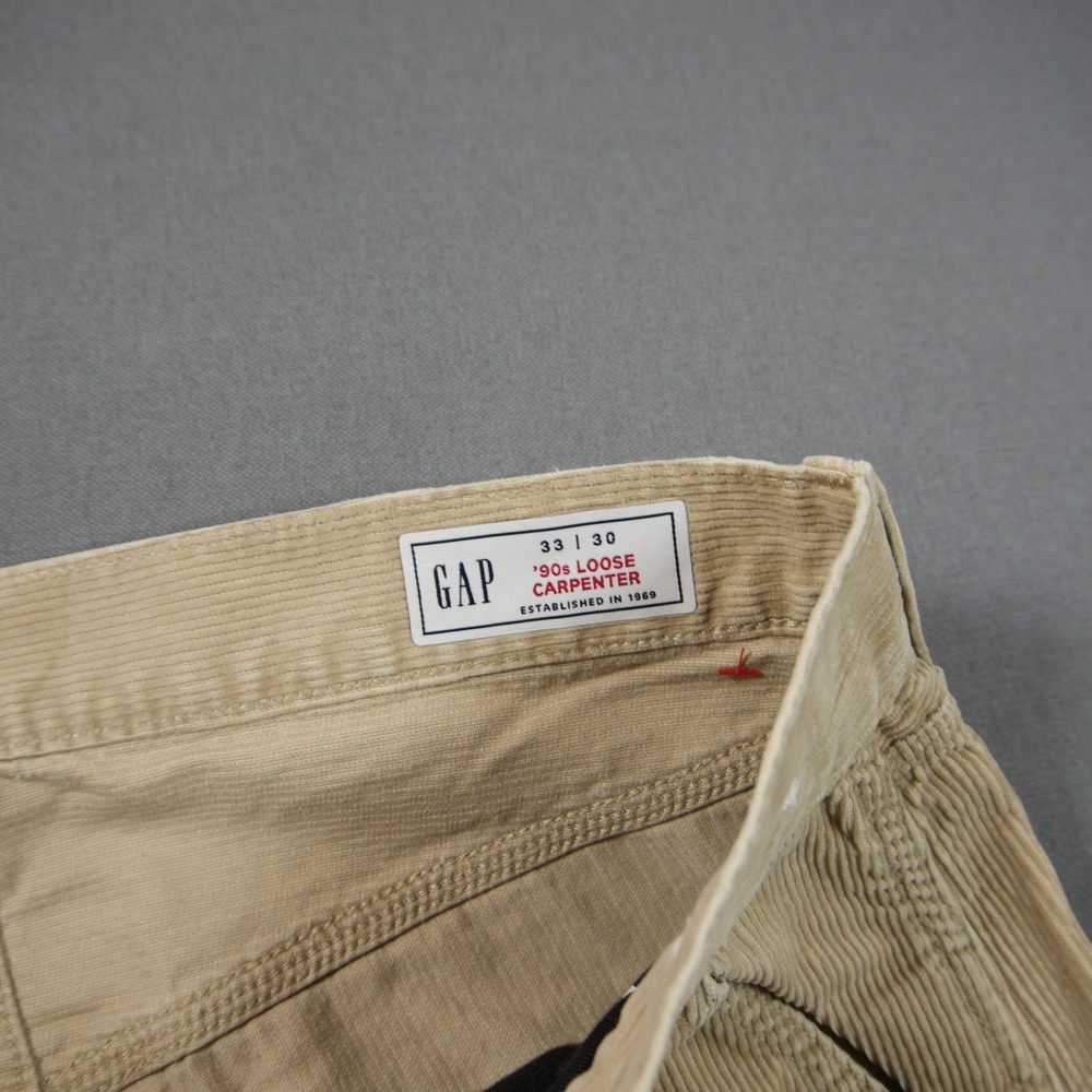 Gap 90s Loose Corduroy Carpenter Men Pants 33x30 Retro Cabin Academia Y2K - Picture 8 of 15
